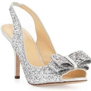 Kate Spade Charm Silver Glitter Sandals